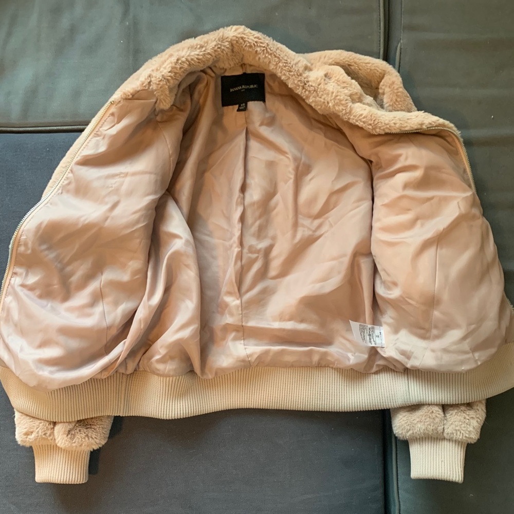 Banana republic fur bomber jacket dusty mauve